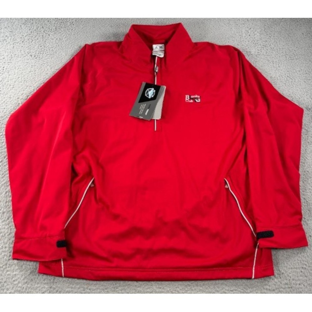 Adidas‎ ClimaStorm Jacket Mens Large Red 1/4 Zip Bonita Bay Club Golf NWT